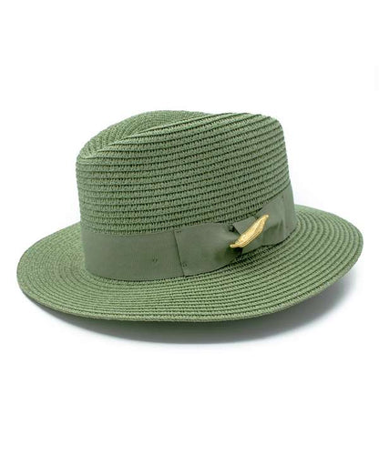 My Fancy Feathers Summer Fedora Hat in Pistacchio