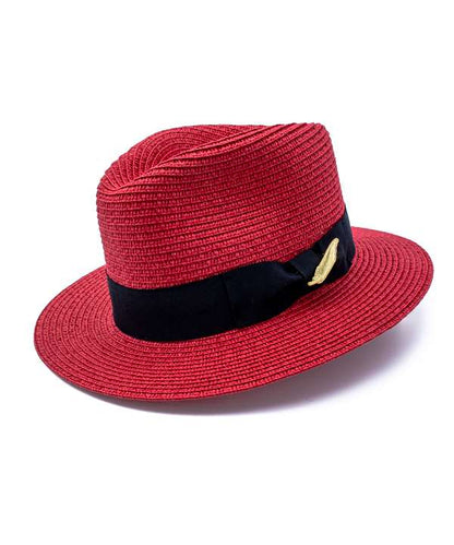 My Fancy Feathers Summer Fedora Hat in Red